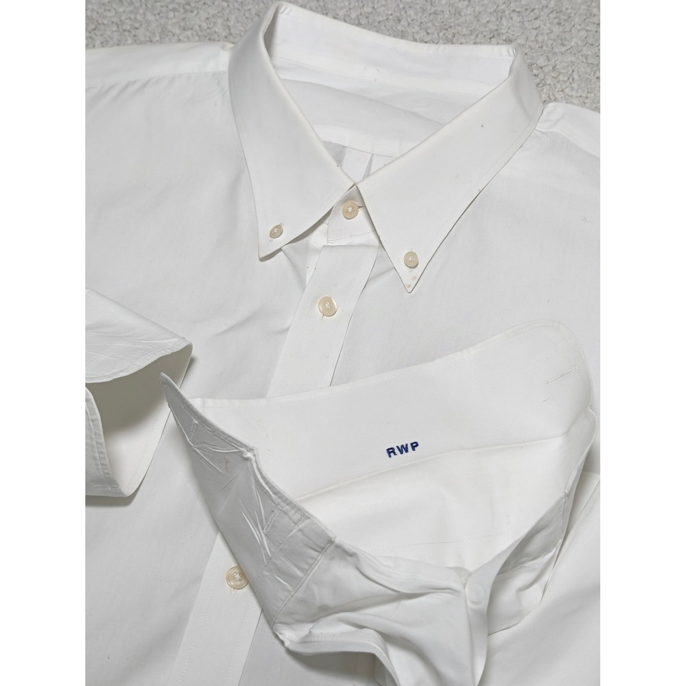 Custom Mens Button Down Cotton Monogrammed RWP White 2XL